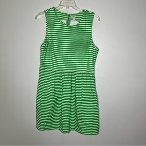 J. Crew Factory Green and White Stripe Sleeveless Exposed Zipper Dress Size XL